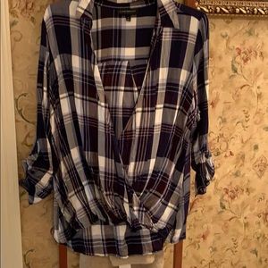 Plaid burgundy, blue and white